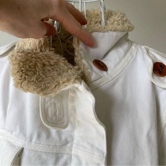 Joe’s denim full zip Sherpa jacket pockets cream ivory cotton size L - Picture 3 of 11